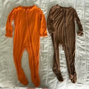 Kyte Baby 6-12 Month Zippered Footie Pajama Bundle 🧡🤎- Orange and Brown